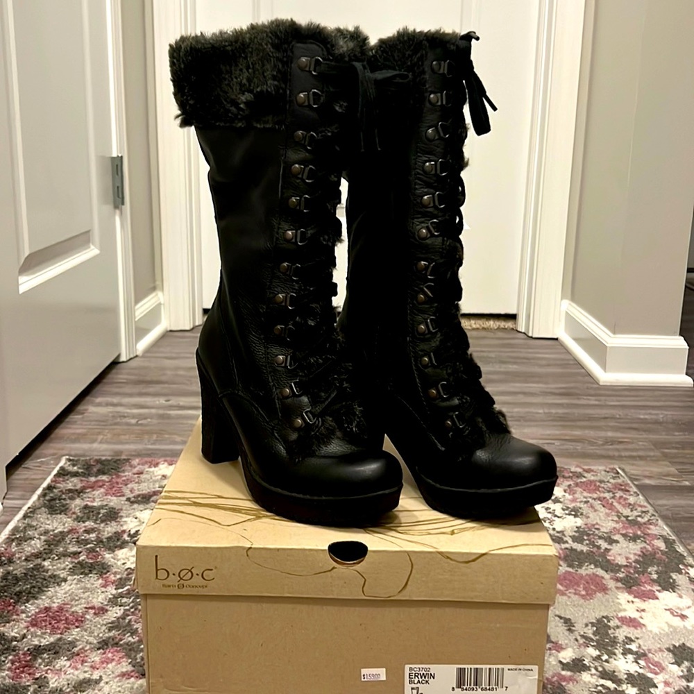 NWT b.o.c. Erwin Black Laceup, Faux Fur Lined Boots